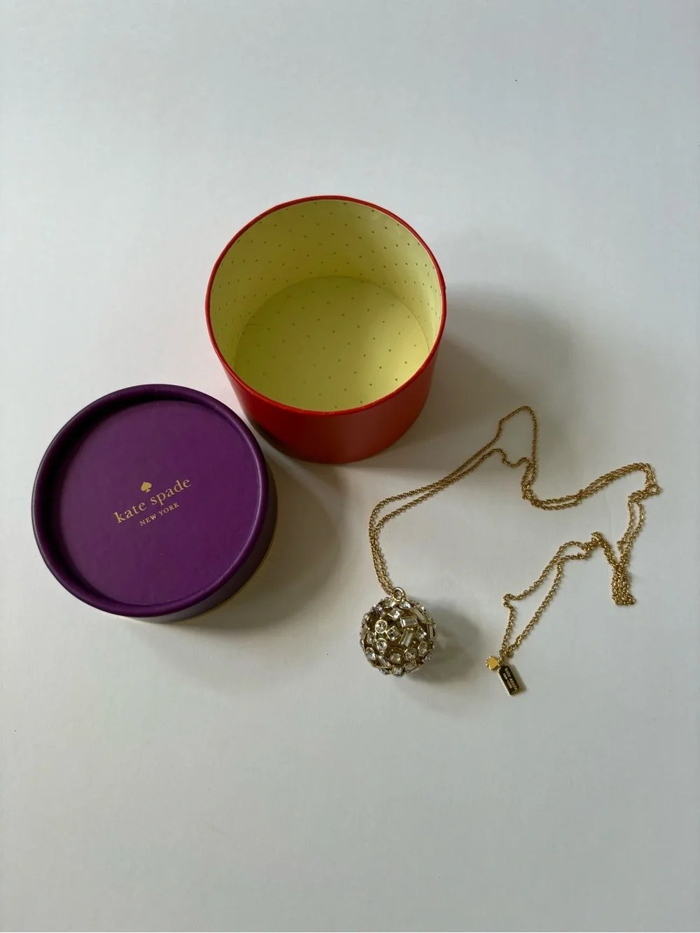 KATE SPADE On The Dot Pendant Cubic Zirconia Sphere Ball Necklace Party Festive